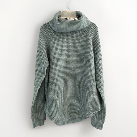 Kuhl Sienna Sweater M Blue Cowl Neck Long Sleeve Waffle Knit Pullover - Picture 1 of 9